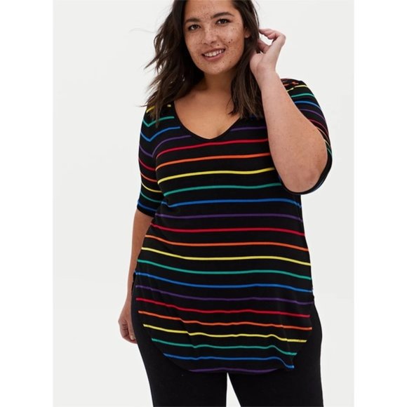 torrid Tops Torrid Rainbow Stripe Pride Super Soft Knit L Plus Size